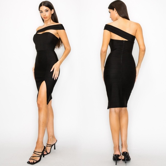 Elegant Black Off-Shoulder Dress - Picture 4 of 11